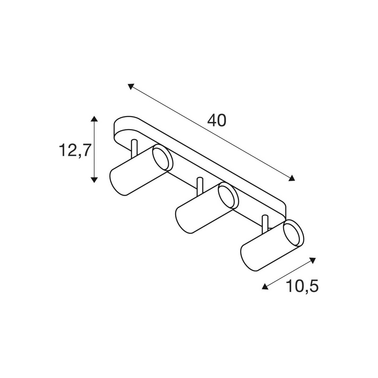 SLV LED-Deckenstrahler Noblo, 3.000 K, schwarz, Länge 40 cm dimmbar, schwarz, für Wohn- / Esszimmer, Aluminium, Modern, LED Deckenlampe
