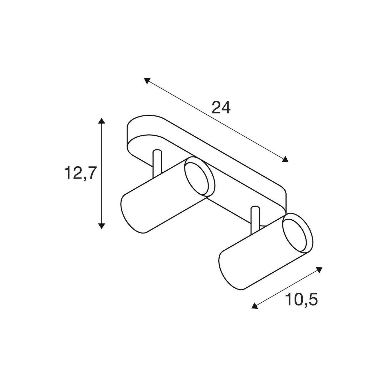 SLV LED-Deckenstrahler Noblo, weiß, 2.700 K, Länge 24 cm dimmbar, weiß / opal, für Wohn- / Esszimmer, Aluminium, Modern, LED Deckenlampe