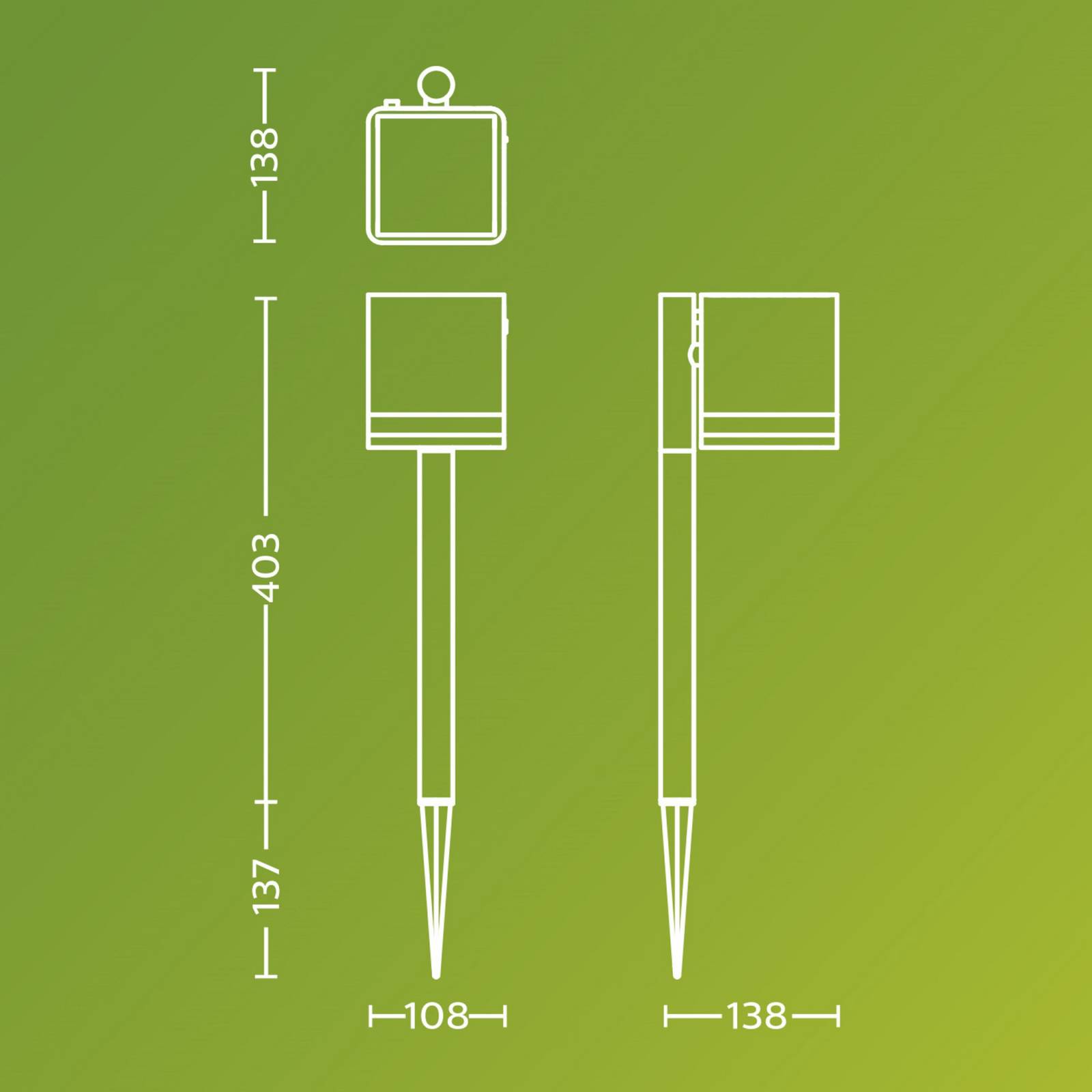 Philips LED-Solar-Erdspießleuchte Virona, schwarz, IP44 Virona, schwarz, Kunststoff, Modern, Solarleuchten