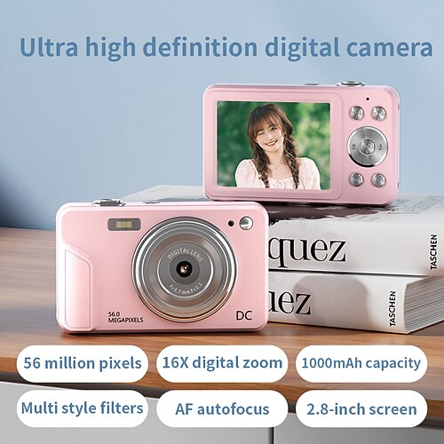 Appareil photo numérique Écran IPS 2,8 pouces HD avec mise au point automatique Photo et vidéo Appareil photo numérique portable pour étudiants Cadeau de la Saint-Valentin