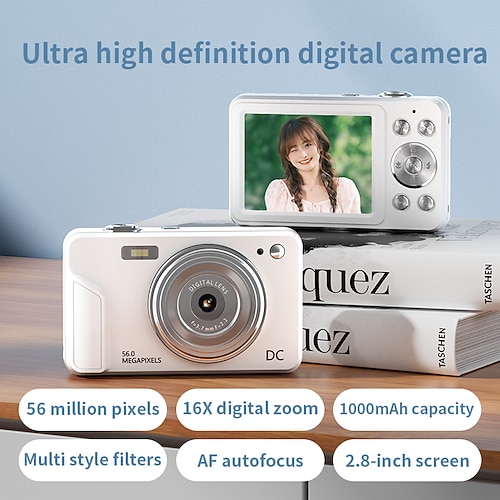 Appareil photo numérique Écran IPS 2,8 pouces HD avec mise au point automatique Photo et vidéo Appareil photo numérique portable pour étudiants Cadeau de la Saint-Valentin