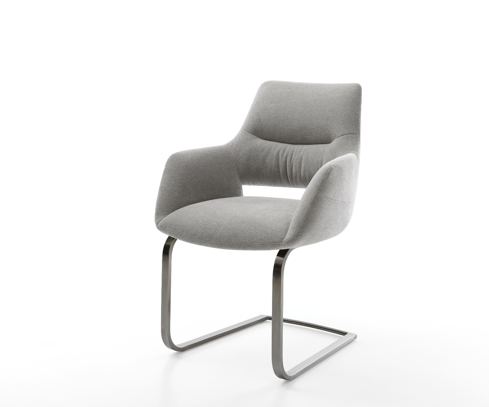 DELIFE Freischwinger Yago-Flex mit Armlehnen Strukturstoff Soft Grau Freischwinger flach Graphit Taschenfederkern, Esszimmerstühle Image