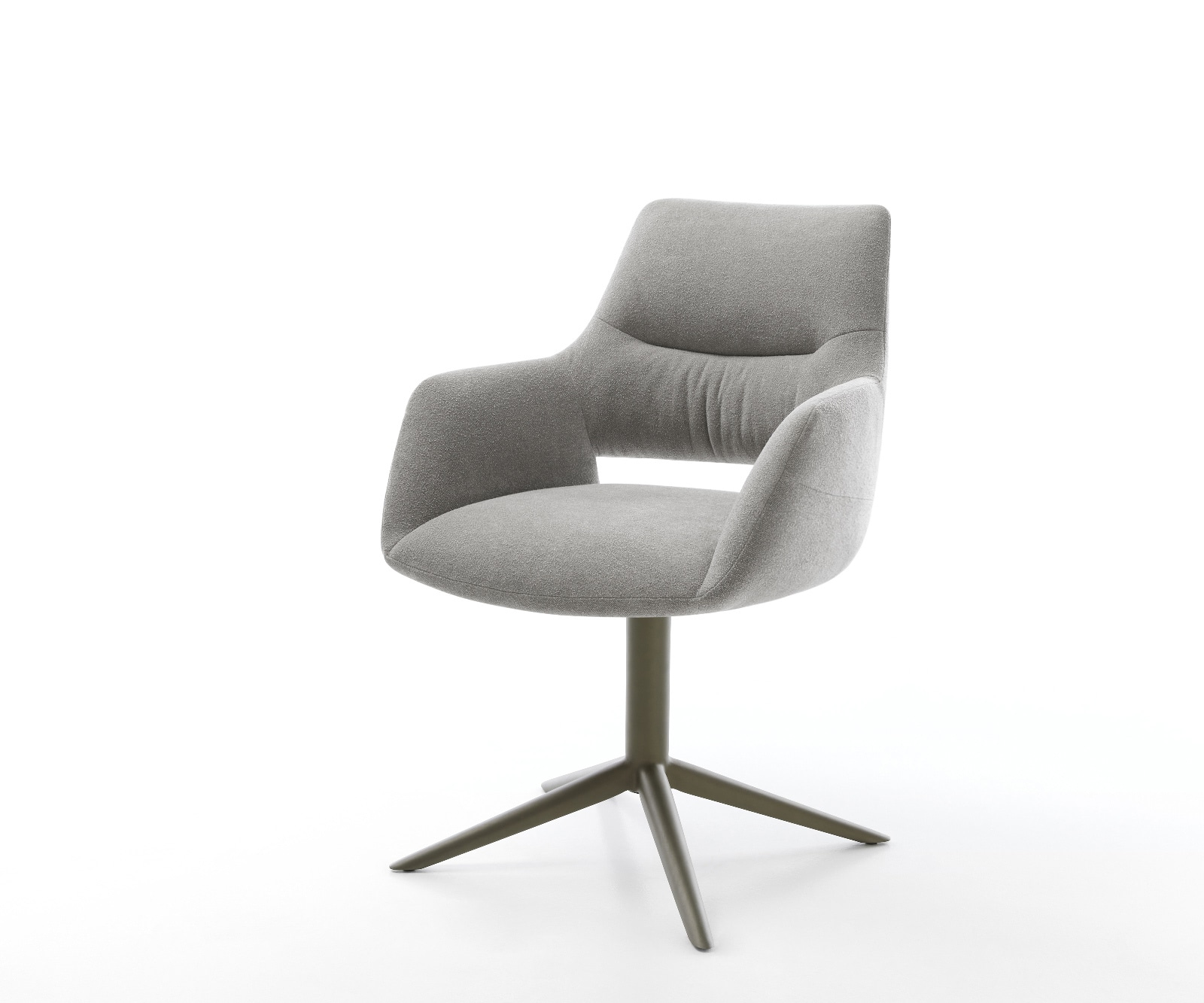 DELIFE Drehstuhl Yago-Flex mit Armlehnen Strukturstoff Soft Grau Fußkreuz Effektfinish Titan 360° drehbar Wippfunktion Taschenfederkern, Esszimmerstühle Image