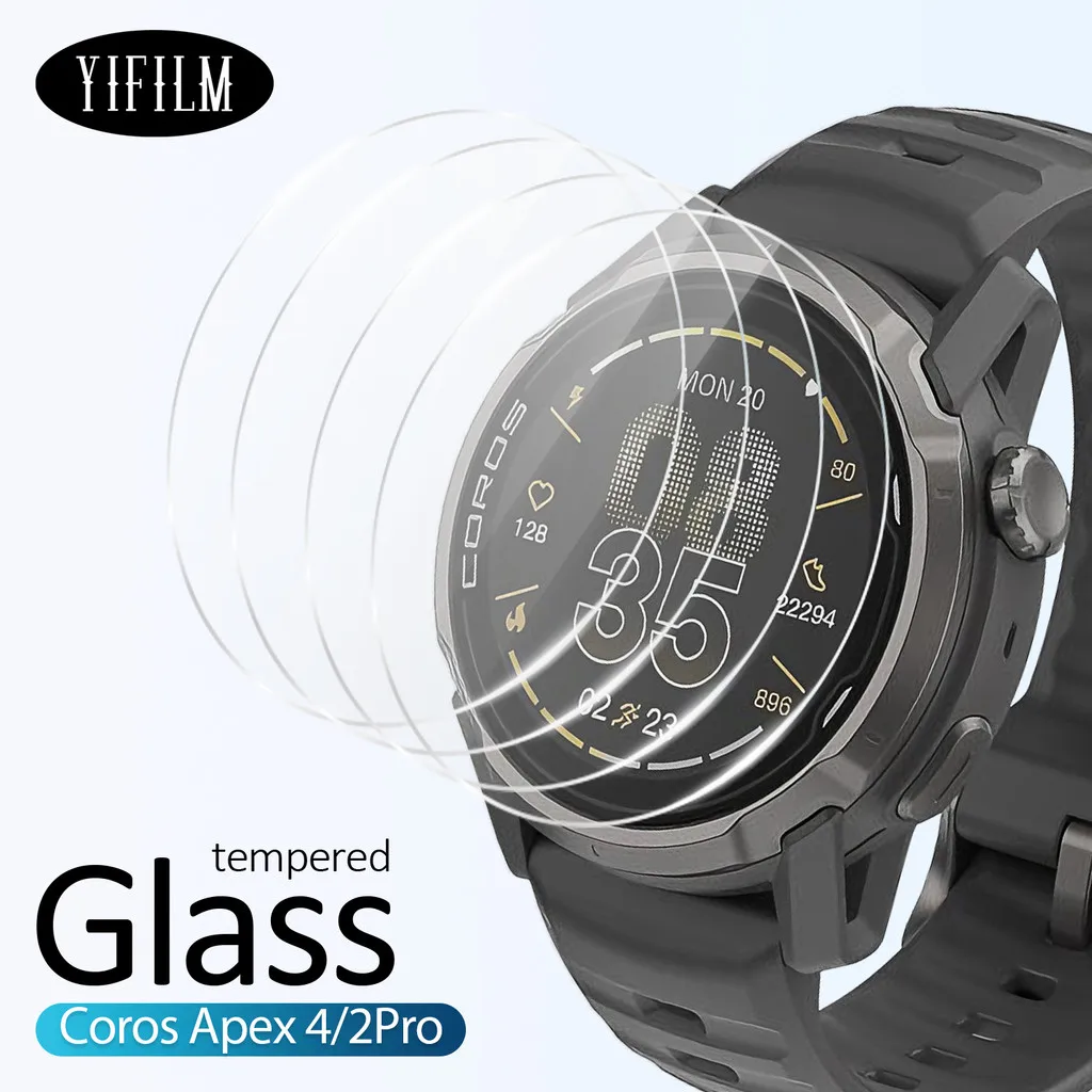 Hobbit 2/5 Stück für Coros Apex 4 2 Pro 42 mm 46 mm SmartWatch 2.5D Slim HD Clear/Anti Purple Light 9H gehärtetes Glas-Bildschirmfolie Image