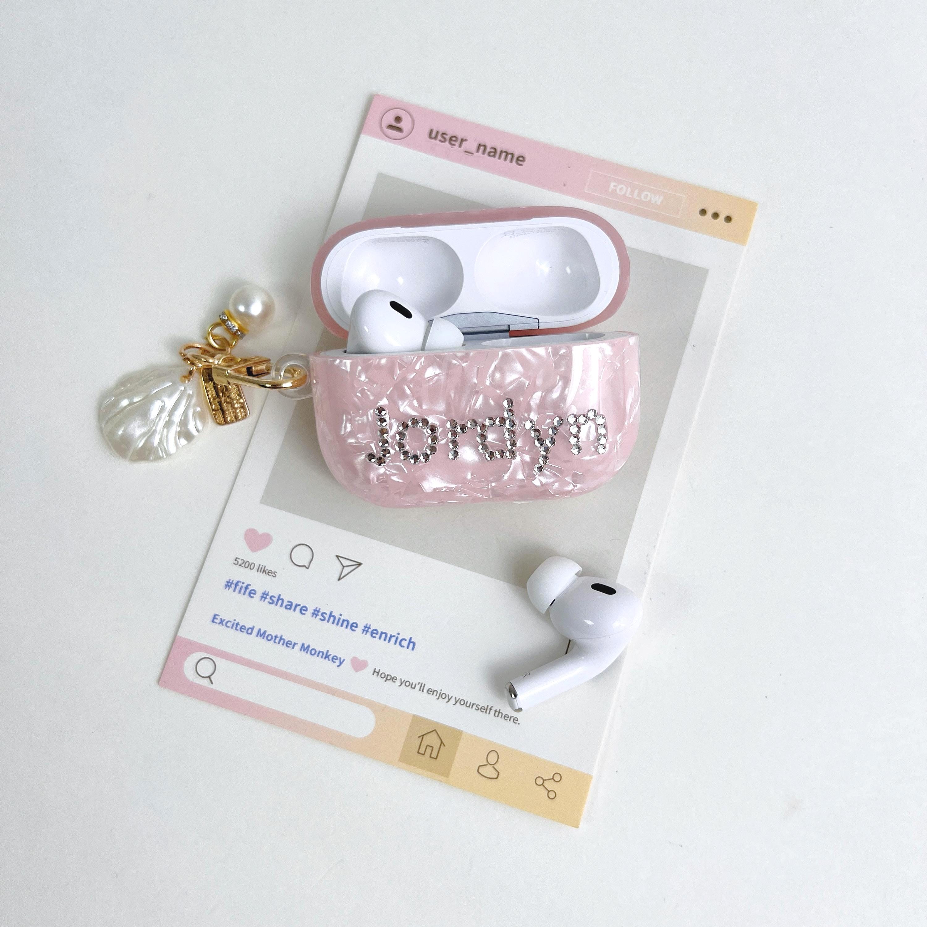 Custodia per Air Pods 1, 2, 3, 4 Pro 2, 3 con motivo a conchiglia di cristallo 3D personalizzato, design fatto a mano, custodia per Air Pods scintilla