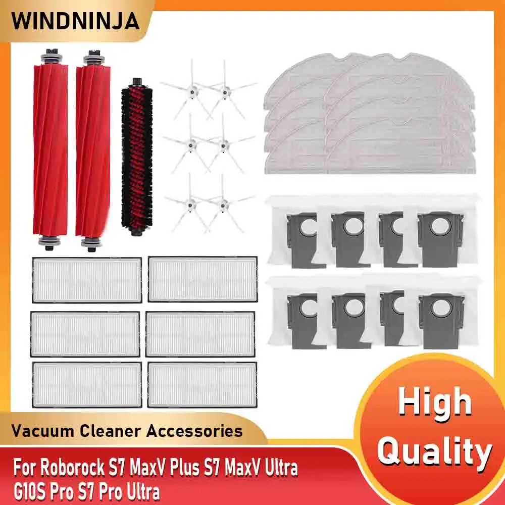 Für Roborock S7 MaxV Plus S7 MaxV Ultra G10S Pro S7 Pro Ultra Roboter Vakuum Zubehör Wichtigsten Seite Pinsel Mopp Tuch HEPA-Filter Image