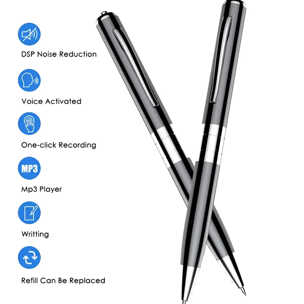 32G Professioneller WMA/MP3-Aufnahmestift, sprachgesteuerter 360-Grad-Sound-Digital-Recorder-Stift für Meetings, tragbares Diktiergerät Image