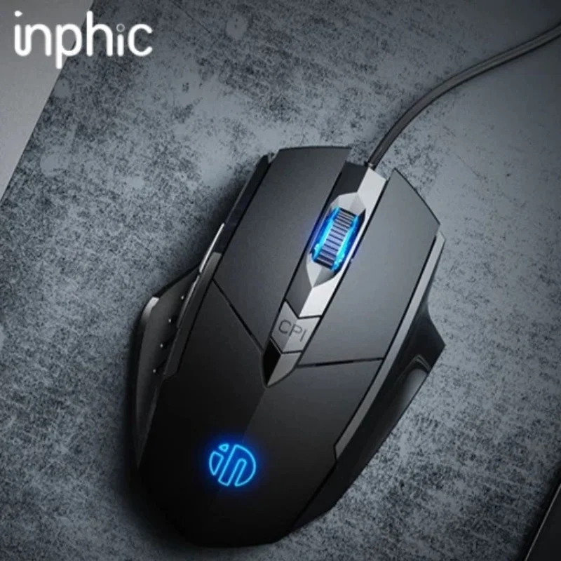 Heiße Inphic Wired Mouse Pw1 Stille Ergonomische Bunte Atem Licht Gaming Maus Sechs Tasten Business Büro Maus Image