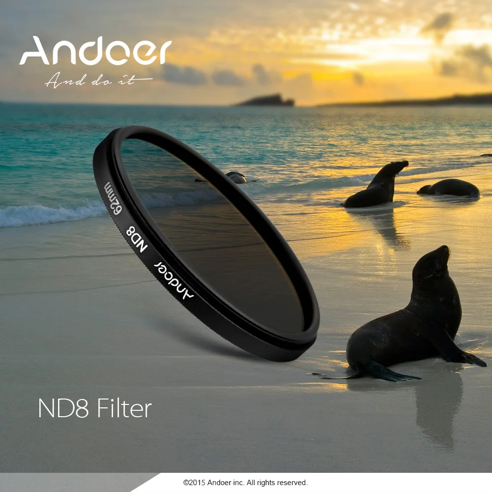 Andoer 72 mm UV+CPL+ND8 Rundobjektiv-Kit Zirkularpolarisatorlinse ND8 Objektiv mit neutraler Dichte und Tasche für Nikon Canon Pentax Sony D Image