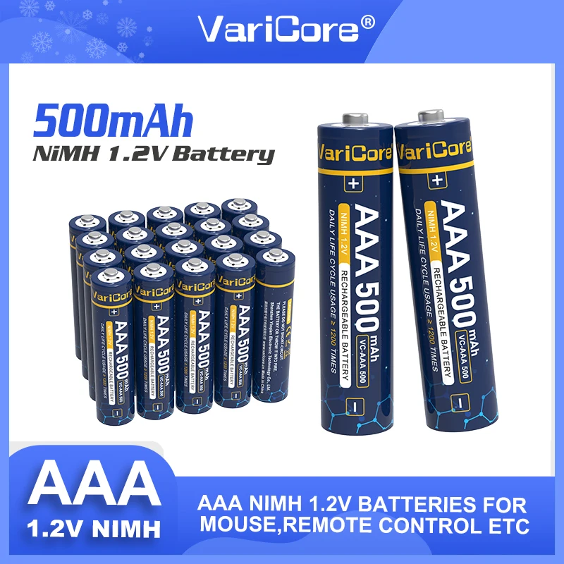 VariCore Original AAA 500 mAh NiMH-Akku 1,2 V wiederaufladbarer Akku für Taschenlampe, Spielzeug, Fernbedienung Image
