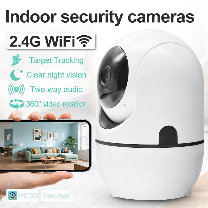 Drahtlose Überwachungskamera für den Innenbereich mit Nachtsicht, 1080P HD-WLAN-Überwachungskamera für den Außenbereich mit Zwei-Wege-Audio, Babyphone