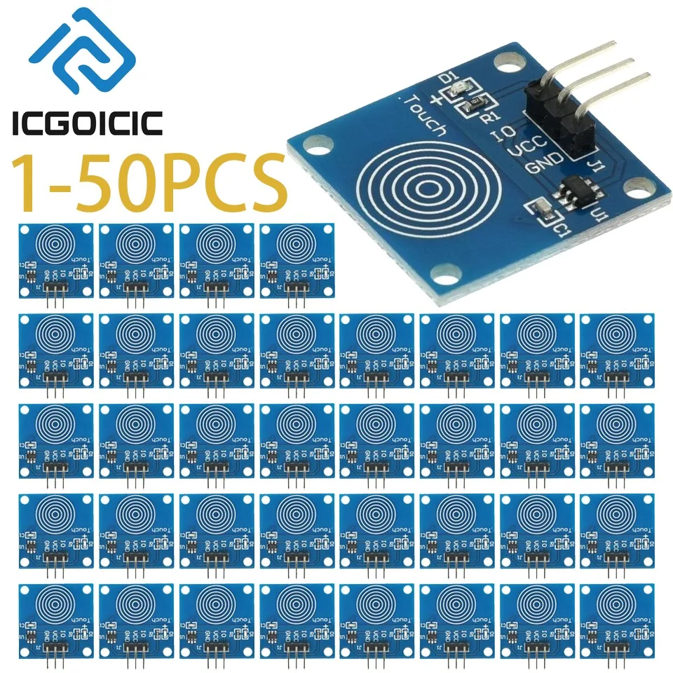1–50 Stück Touch-Schalter-Modul TTP223B 1 Kanal Jog Digitaler kapazitiver Touch-Sensor für Arduino DIY KIT Image