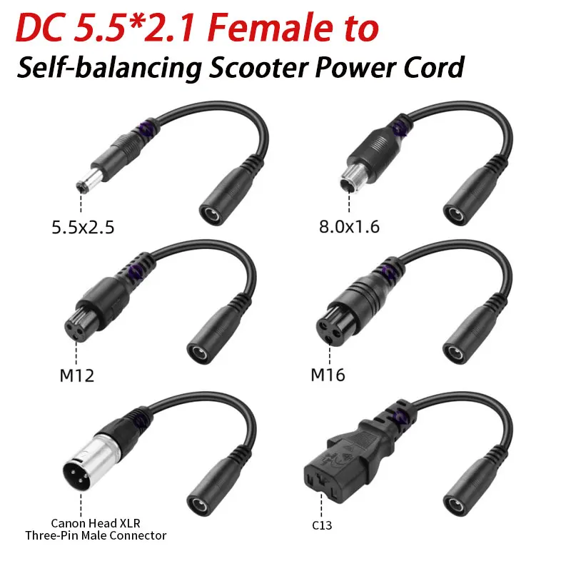 DC5521 Buchse auf 3-poligen XLR-Stecker M12/16 Stecker C13 8016 Netzkabel 22AWG selbstausgleichendes Scooter-Netzkabel 0,15 m reines Kupfer Image