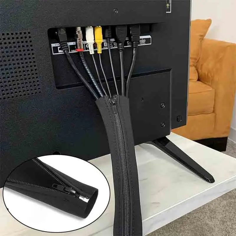1/2/4 Stück Kabelhülle mit Reißverschluss, wiederverwendbarer Kabel-Organizer, Kabelmanagement-Schutz für Computer, TV, Kabel-Organizer, 48 cm Image