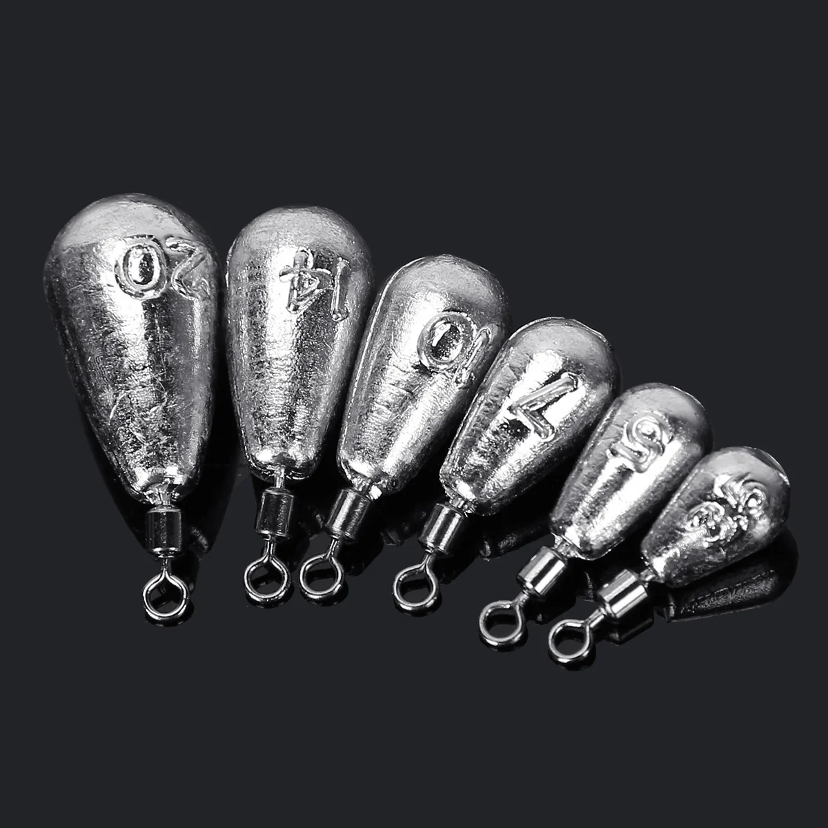 10 pezzi per lotto, pesi da pesca in 3,5 g, 5 g, 7 g, 10 g, 14 g e 20 g, pesi a forma di goccia d'acqua, accessori per attrezzatura da pesca