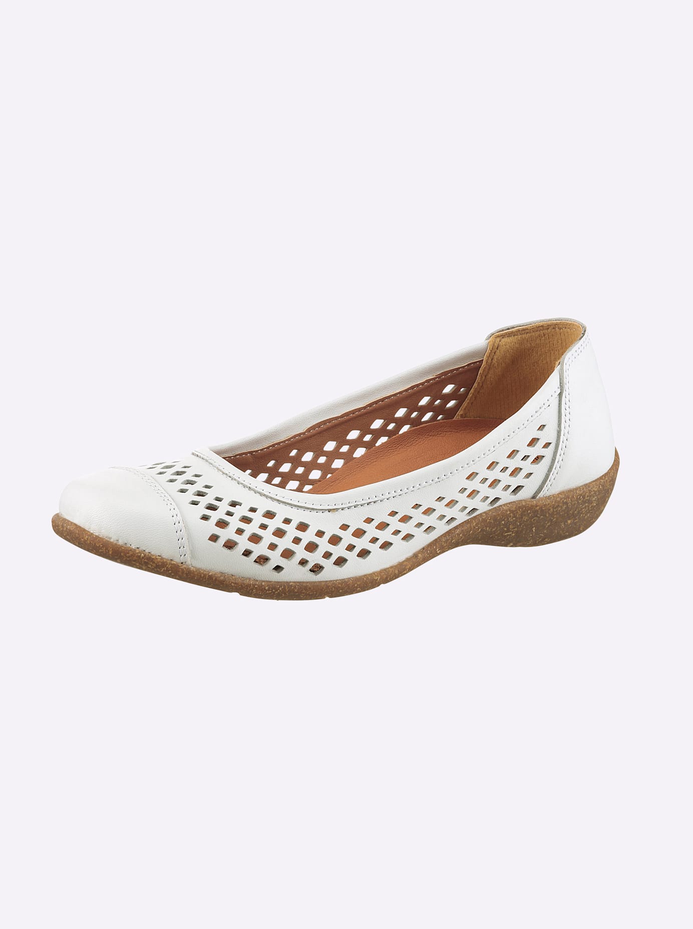 Ballerina CASUAL LOOKS, Damen, Gr. 36, weiß, Glattleder, Schuhe Ballerina