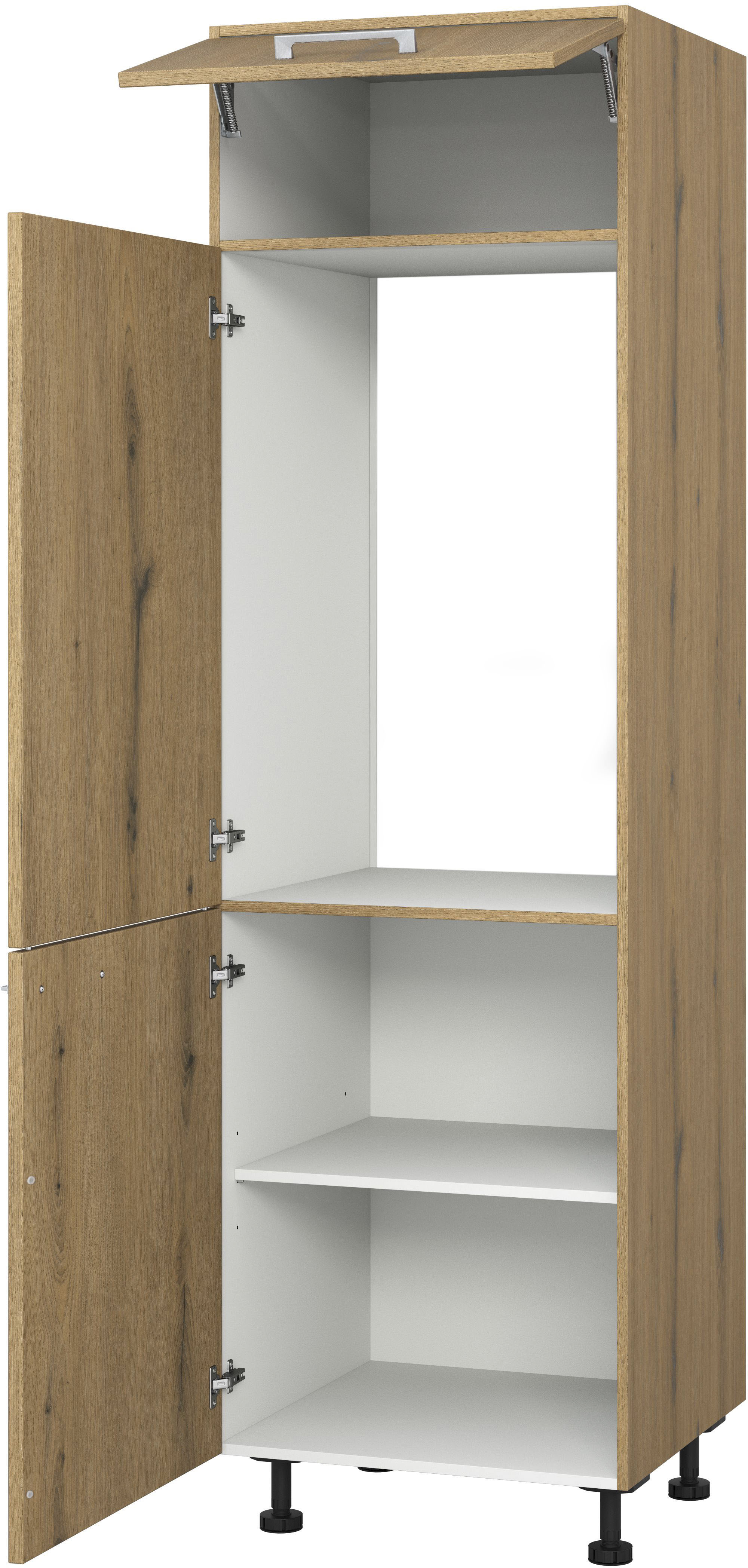 Kühlumbauschrank KOCHSTATION "KS-Trea SK-195-88", braun (eiche astig), B:60cm H:195cm T:56cm, Schränke, Stauraum ober- und unterhalb vom Küchenschrank, Breite 60cm Höhe 195cm Image