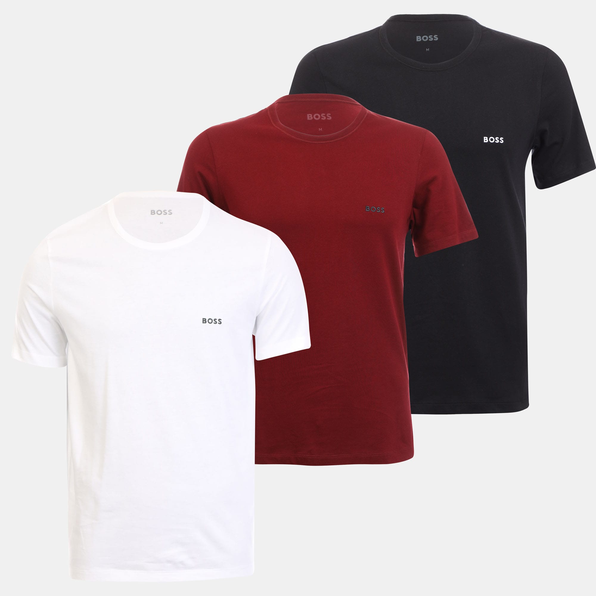 Boss Mens Classic 3 Pack Logo Underwear T-shirts in Multi Colour - Multicolour Cotton - Size Large | Boss Sale | Discount Designer Brands