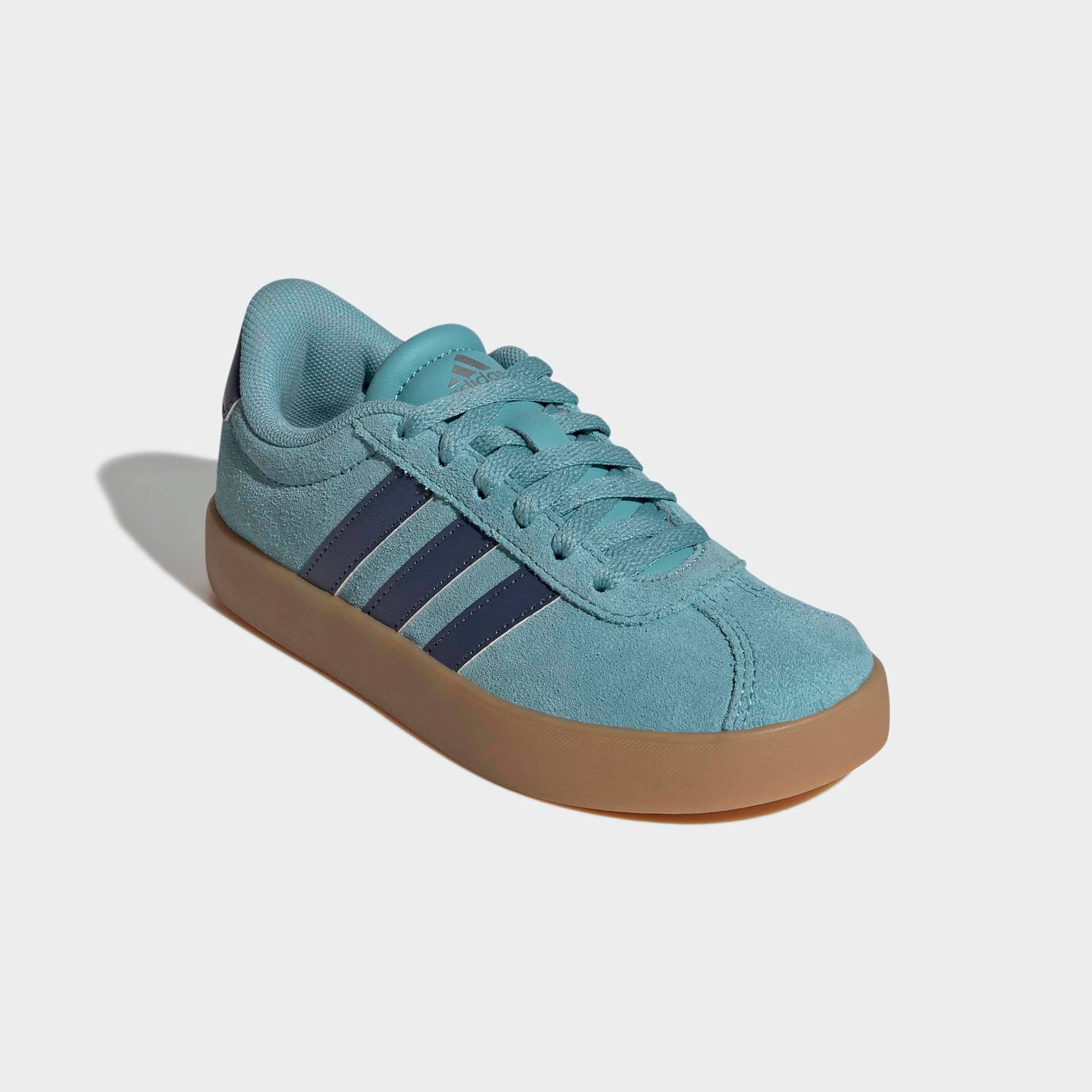 Sneaker ADIDAS SPORTSWEAR "VL COURT 3.0", Mädchen, Gr. 37, mint ton, preloved ink, silber metallic, Leder, Synthetik, Schuhe Sneaker