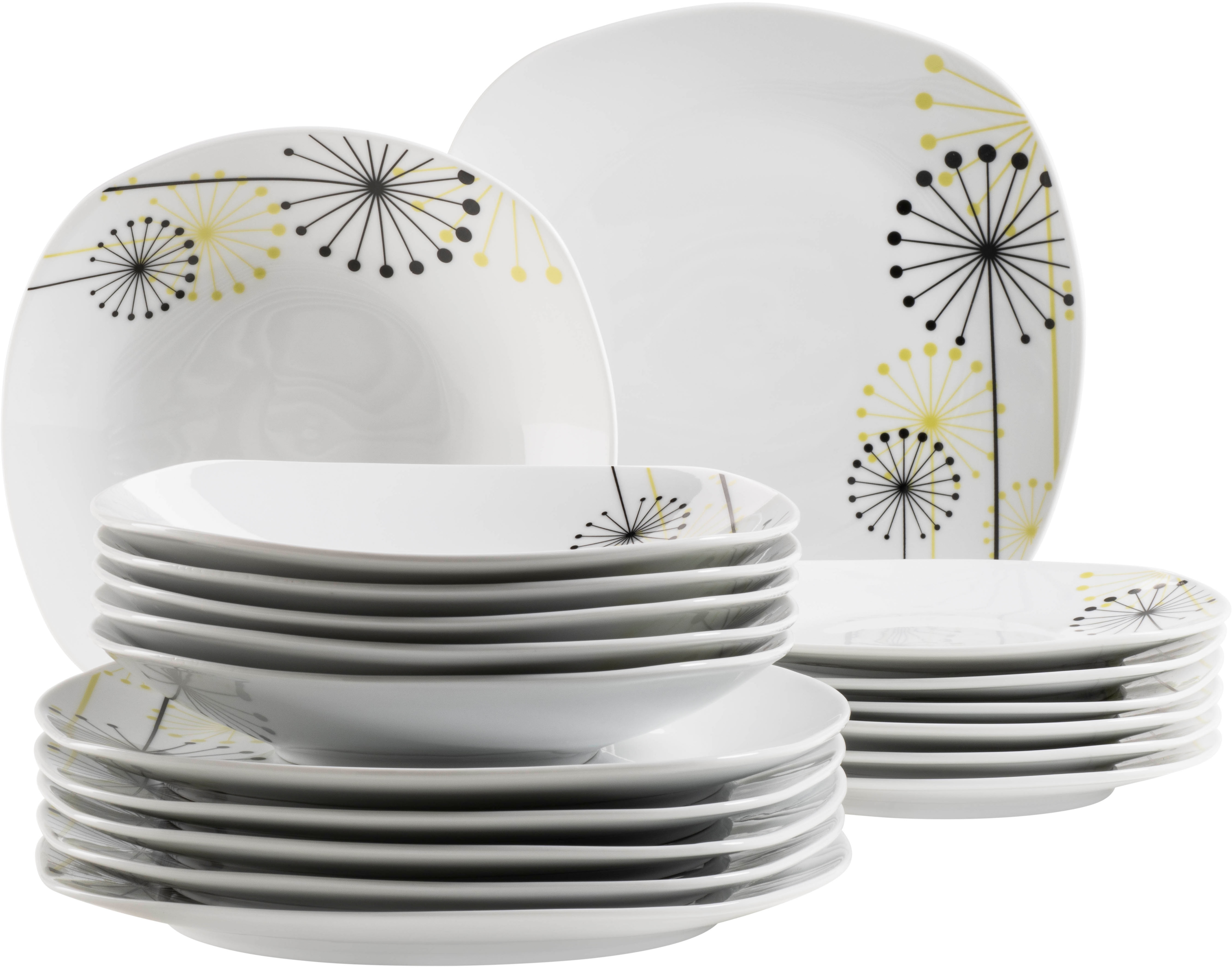 Teller-Set MÄSER "VANESA, Tellerset, Porzellan", weiß, 18 Stk., Porzellan, Geschirr-Sets