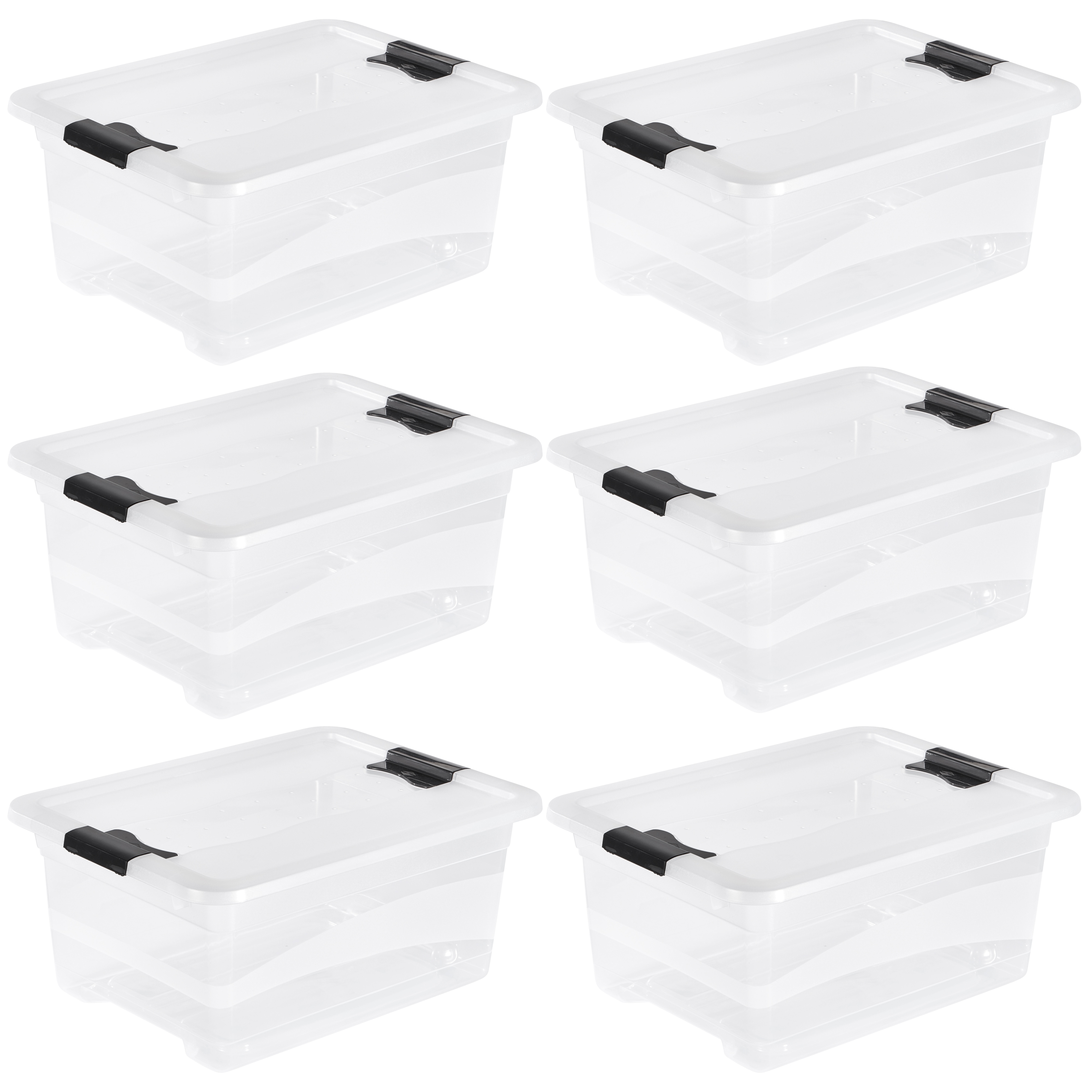 Aufbewahrungsbox KEEEPER "Cornelia, 6er Set, 12 L, 39,5 x 29,5 x 17,5 cm", transparent, B:39,5cm H:17,5cm T:29,5cm, Kunststoff, Aufbewahrungsboxen, Aufbewahrungsbox, durch Clips verschließbar, Griffe am Boden