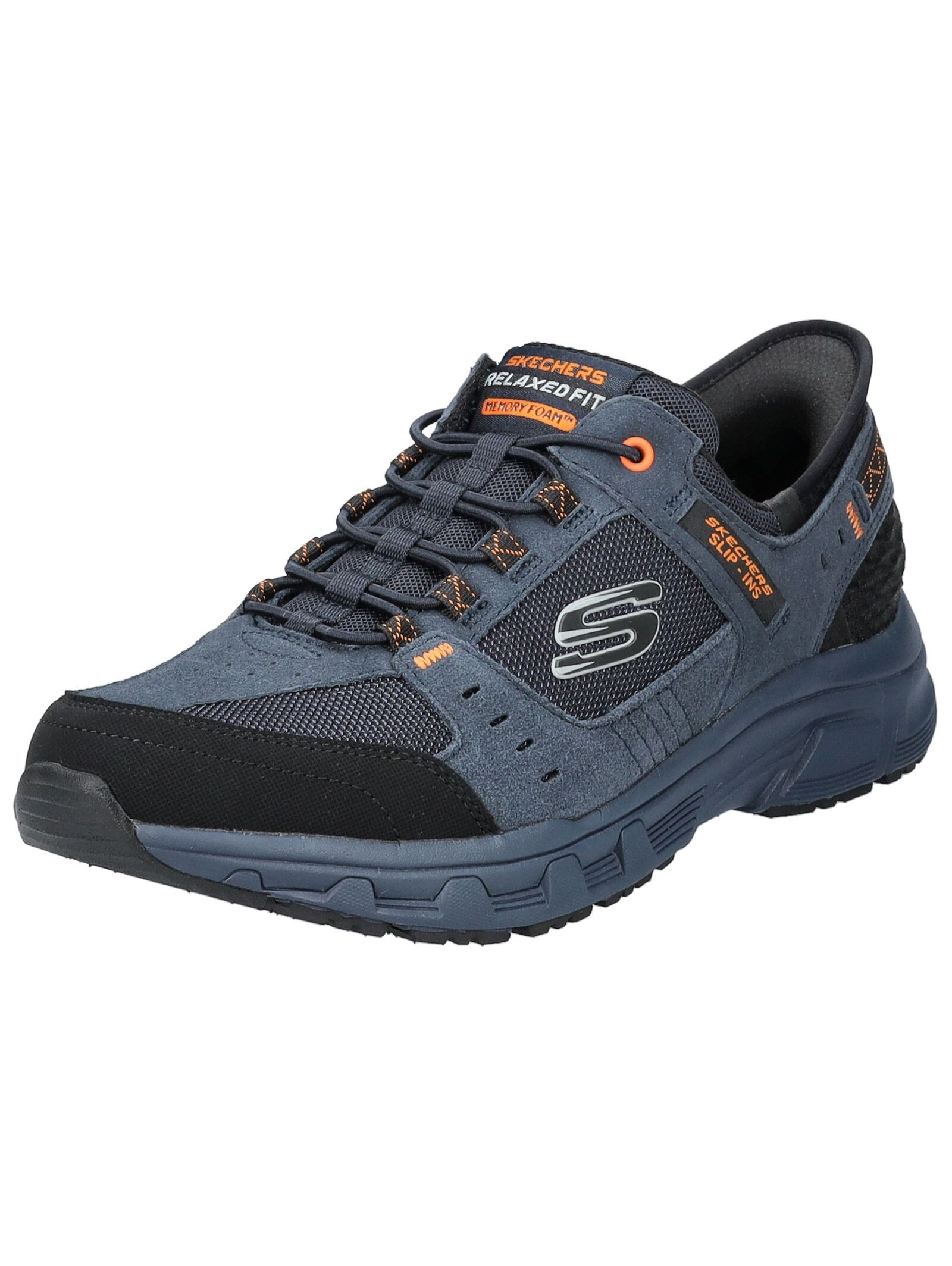 Trekkingschuh SKECHERS "Skechers Wanderschuhe Leder/Textil", Herren, Gr. 42, blau, Leder, Textil, Schuhe Trekkingschuh