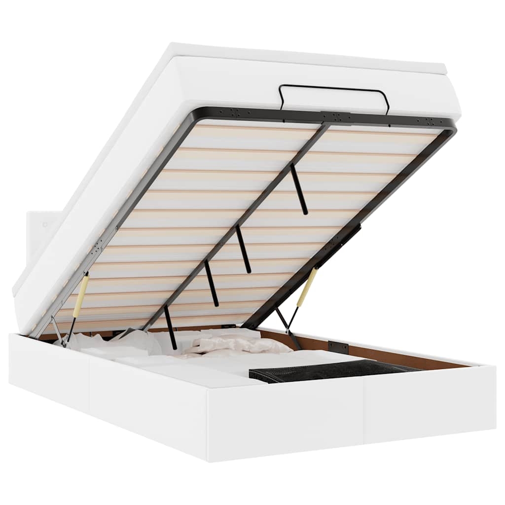 vidaXL Ottoman-Bett mit Matratze Weiß 120x200 cm Kunstleder Image