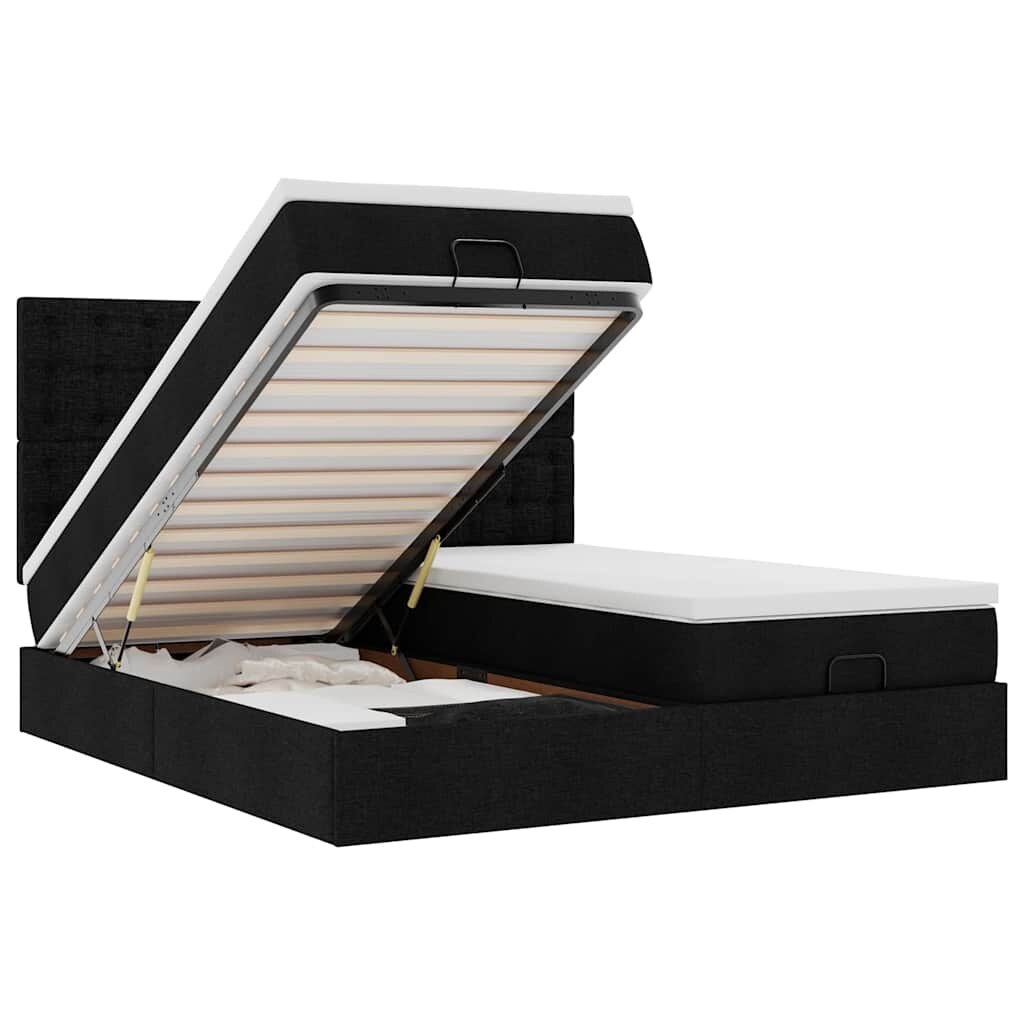 vidaXL Ottoman-Bett mit Matratzen Schwarz 180x200 cm Stoff Image
