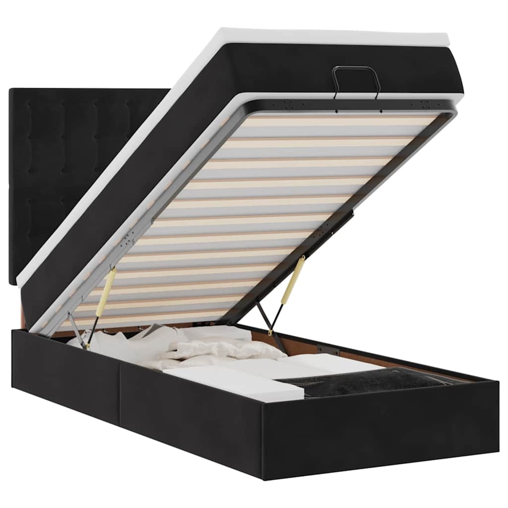 vidaXL Ottoman-Bett mit Matratzen Schwarz 90x200 cm Samt Image