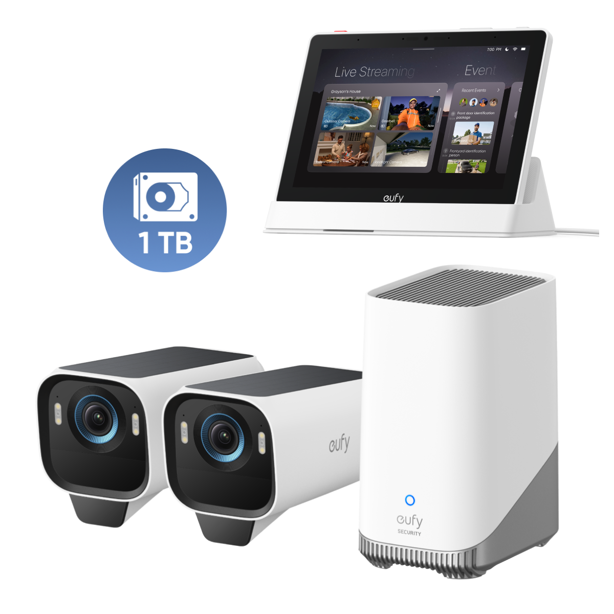 eufy Smart Display und eufyCam S3 Pro 2-Kamera-Set mit 1TB Festplatte Image