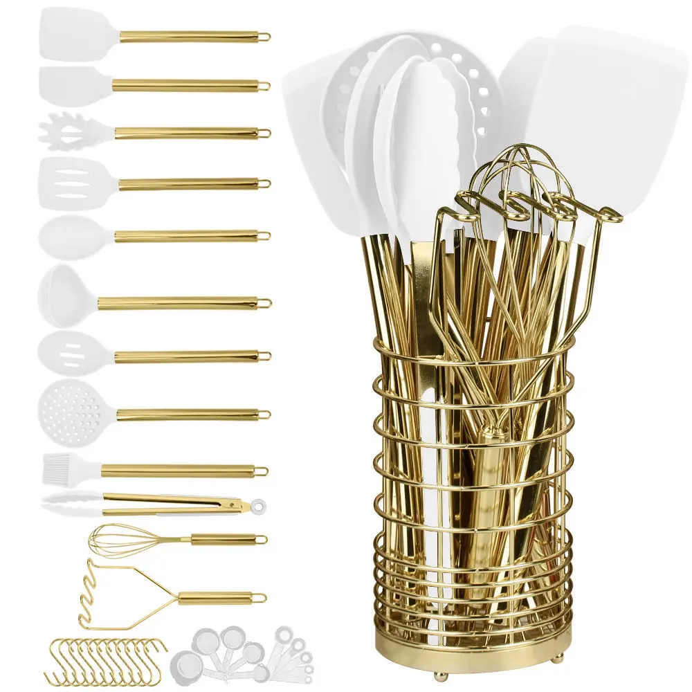 15-teiliges Kochwerkzeug-Set, Küchenkochgeschirr und Geschirr aus lebensmittelechtem Silikon, Spachtel und Löffel, praktisches Kochwerkzeug-Set Image