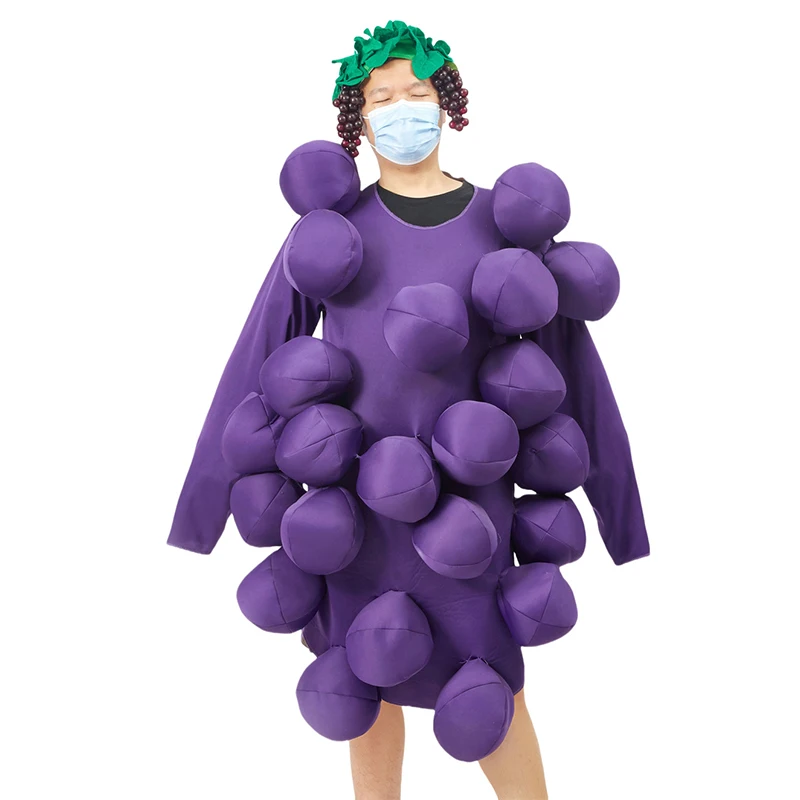 2025 Neuankömmling Unisex Damen Herren Früchte Thema Halloween Dress Up Lila Trauben Kostüm für Erwachsene Image
