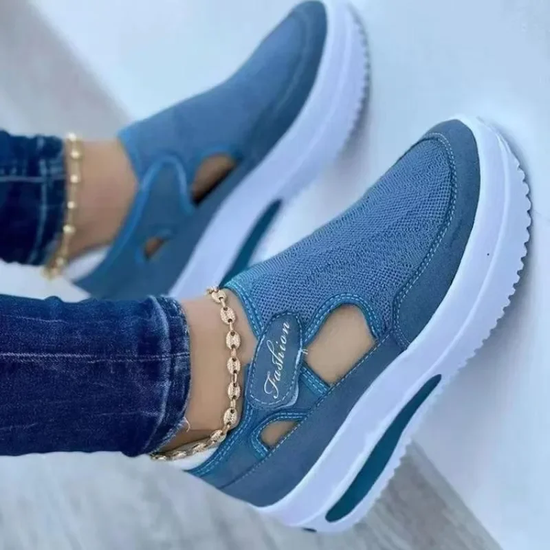 Frauen Plattform Turnschuhe Sommer Neue Frau Atmungsaktive Mesh Keil Casual Sport Schuhe Größe 43, Weibliche Rutschfeste Vulkanisieren Schuhe