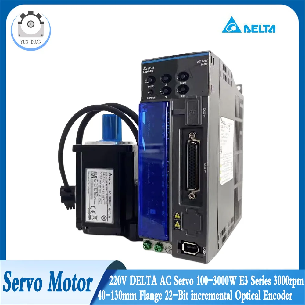 220 V DELTA Servomotor 100 W-3 kW E3 3000 U/min 40/60/80/130 mm Flansch 22-Bit-Inkremental-optischer Encoder Single-Turn-Absolutwertgeber Image