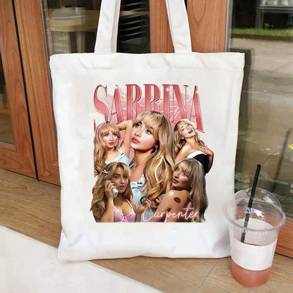 Y2k Sabrina Tour Einkaufstasche Sabrina Carpenter Canvas Einkaufstasche Harajuku Ästhetik Print Umhängetasche Lässige Mode Einkaufstasche