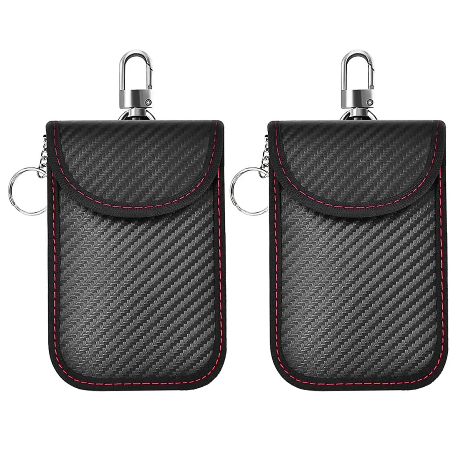 2er-Pack Faraday-Schlüsseletui aus Kohlefaser – RFID-blockierender Signalblocker, Diebstahlschutz, Schlüsselanhänger-Schutz für schlüssellosen Zugang, Autosicherheit Image