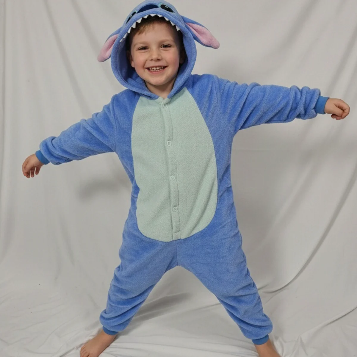 Lilo & Stitch The Amazing Spider-Man Charakter-Einteiler-Pyjama, Flanell, bequemes Rollenspiel-Kostüm, Halloween, Cosplay, Nachtwäsche Image