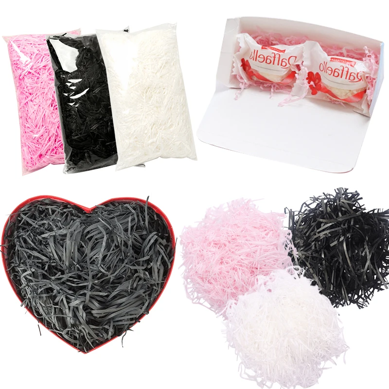40 gr/satz Mehrere Farben Geschreddert Papierreste Weiß Schwarz Rosa Lafite Gras DIY Geschenk Boxen Tissue Füllung Verpackung Material ZYF