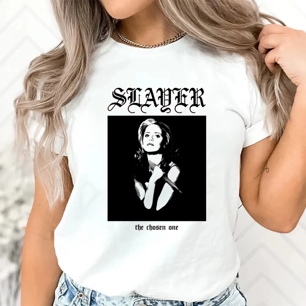 Retro Vampire Hunter Buffy T-Shirt Horrorfilm T-Shirt 90er Jahre Retro Shirt Unisex Reine Baumwolle Streetwear y2k Kleidung