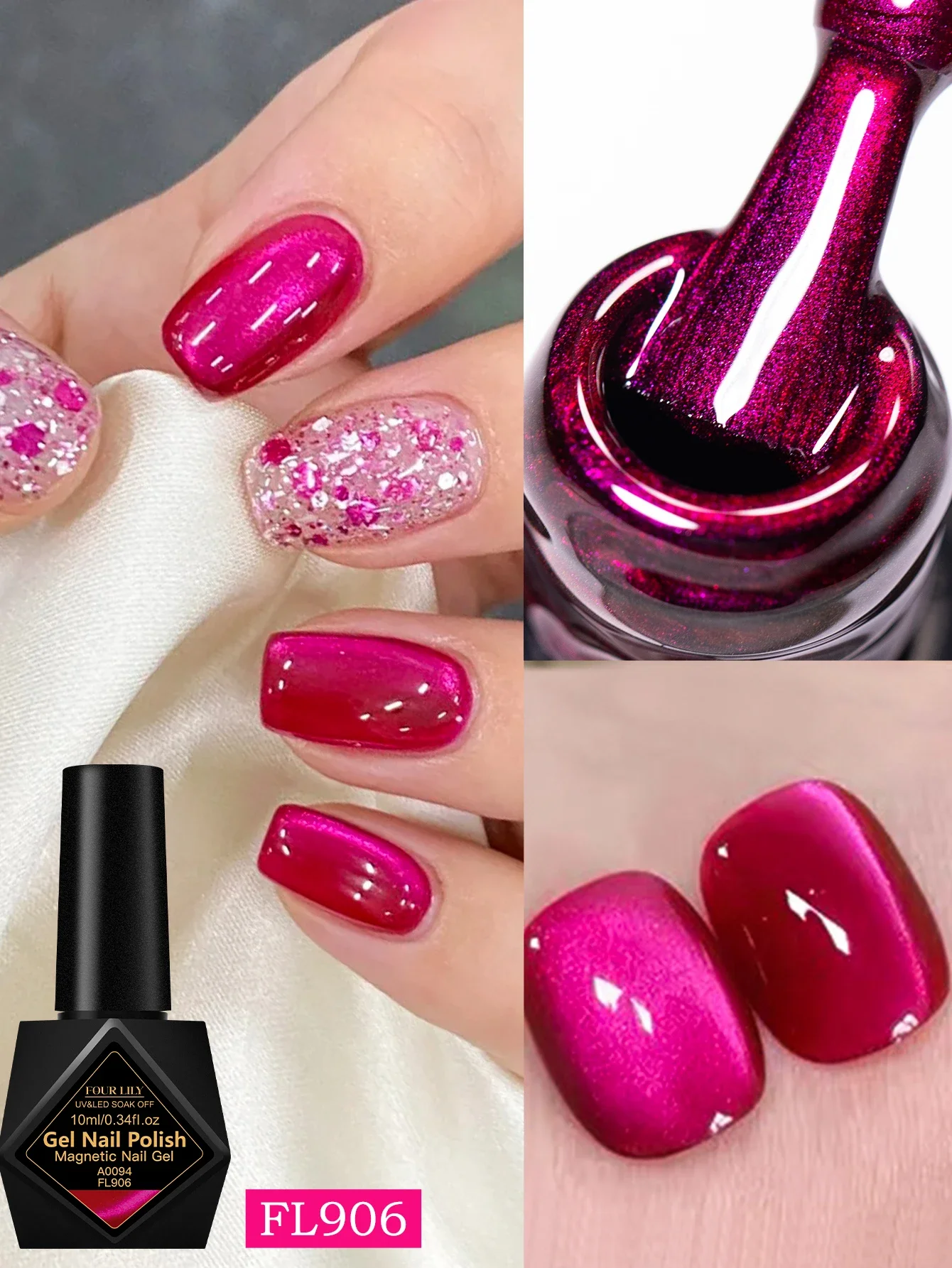 10 ml Deep Purple Red Cat Eye Magnetgel Red Gragonfruit Glitter Semi-Permanent Nagellack UV LED Nagelgel Nagelzubehör Image