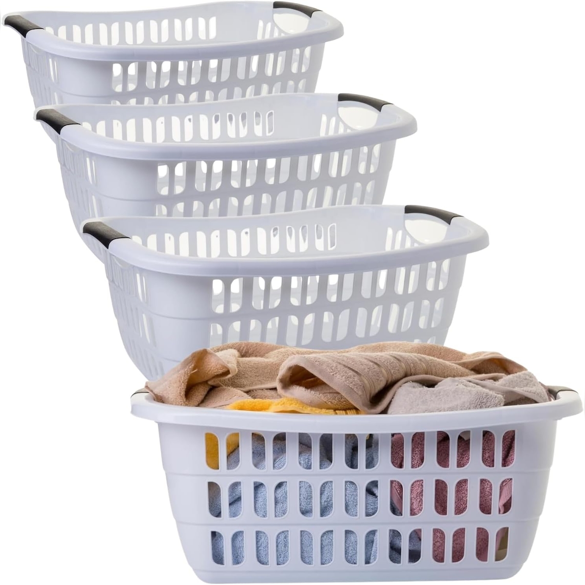 Wäschekorb-Set BASKLINE – 4er Set – 30 L – hellgrau – 55 × 37 × 20 cm Image