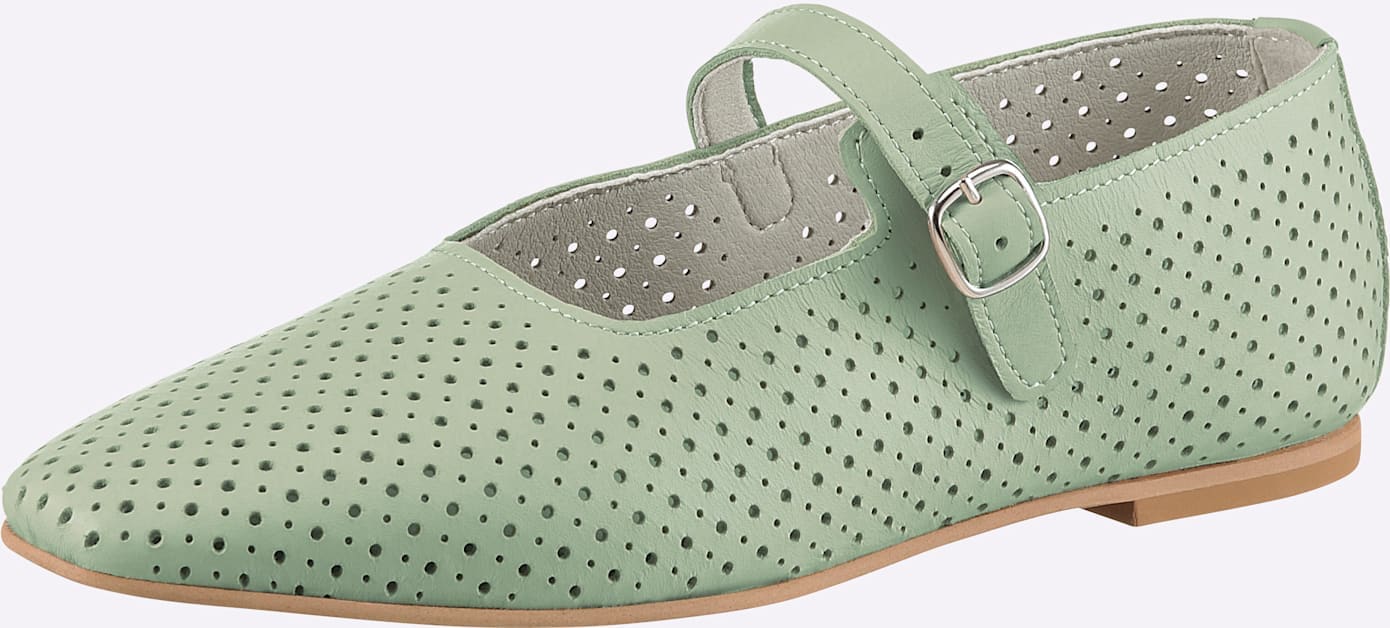 Ballerina HEINE, Damen, Gr. 39, mint, Glattleder, Leder, Rindsleder, Schuhe Ballerina