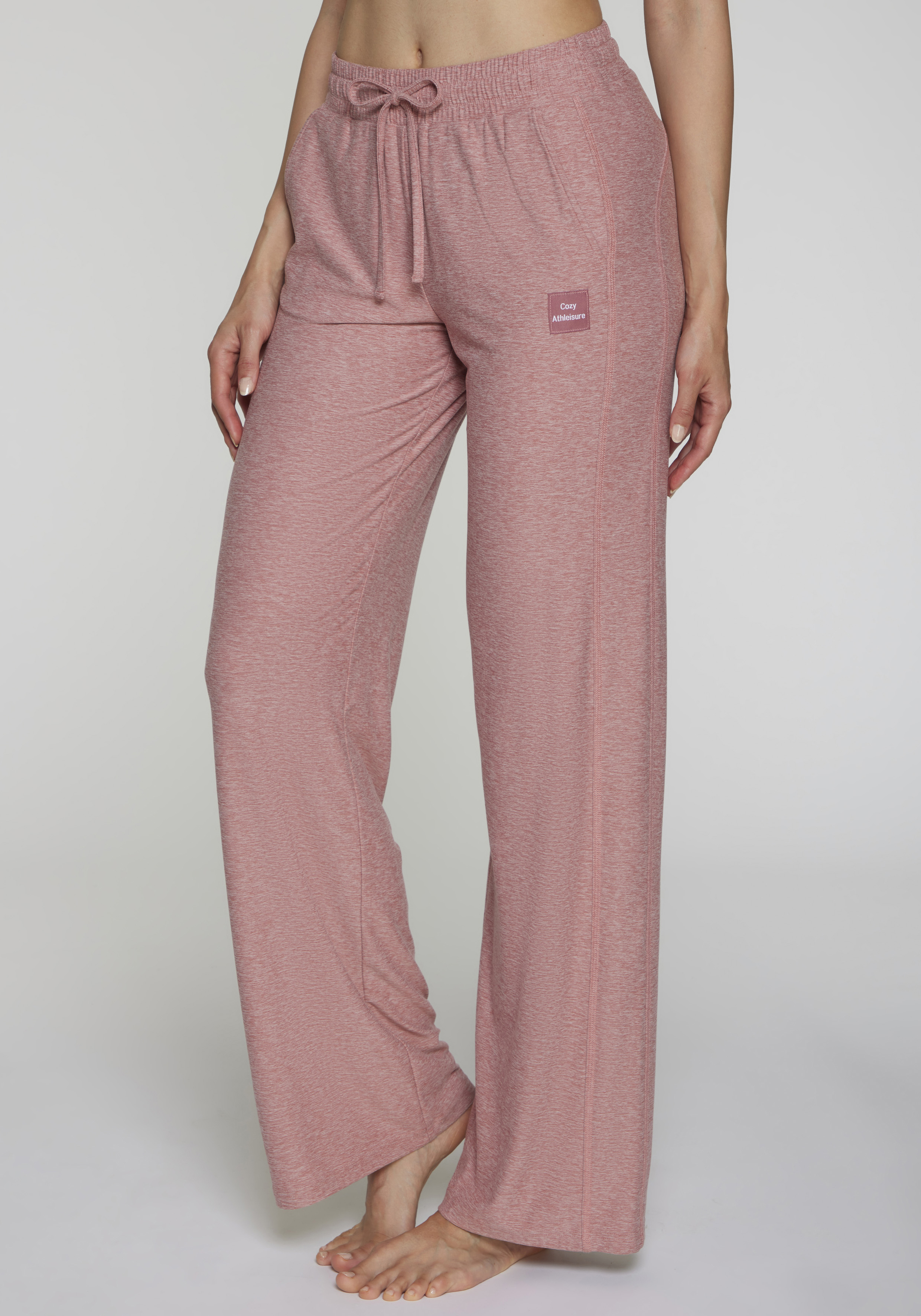 Loungehose VIVANCE ACTIVE, Damen, Gr. XL (48/50), N-Gr, rosa meliert, Trikot, Obermaterial: 88% Polyester, 12% Elasthan, meliert, figurumspielend lang, Hosen Loungehose, mit weitem Bein und Teilungsnähte