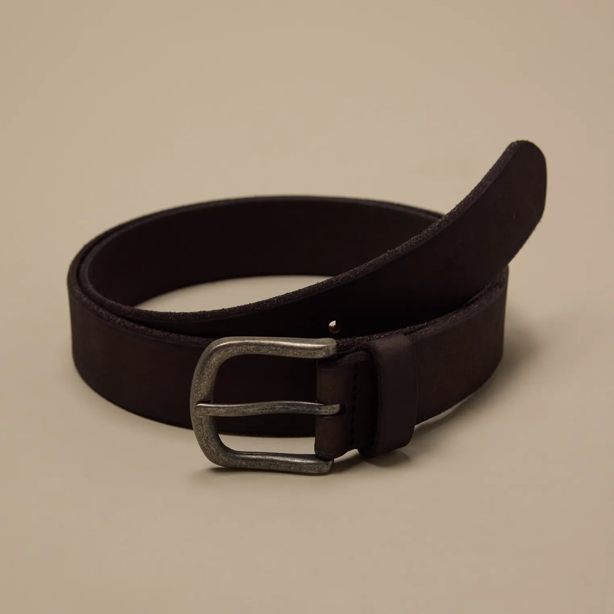 Lucky Brand Beveled Edge Leather Belt - Men's Accessories Belts in Dark Grey, Size 38
