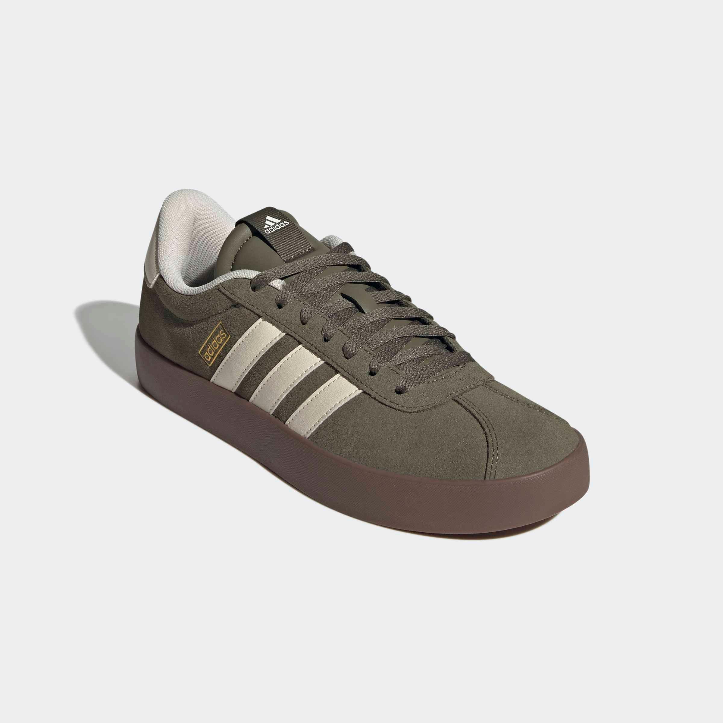 Sneaker ADIDAS SPORTSWEAR "VL COURT 3.0", Herren, Gr. 41, olive strata, cream weiß, gum5, Leder, Synthetik, Schuhe Sneaker, inspiriert vom Design des adidas samba