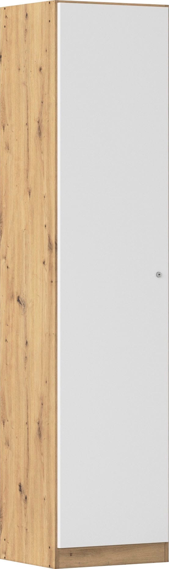 Mehrzweckschrank RAUCH "Garderobe Kleiderschrank Schrank Schuhschrank Putzschrank MINOSA", eiche artisan, alpinweiß, griffe graumetallic, B:47cm H:197cm T:41cm, Holzwerkstoff, Schränke, Mehrzweckschrank