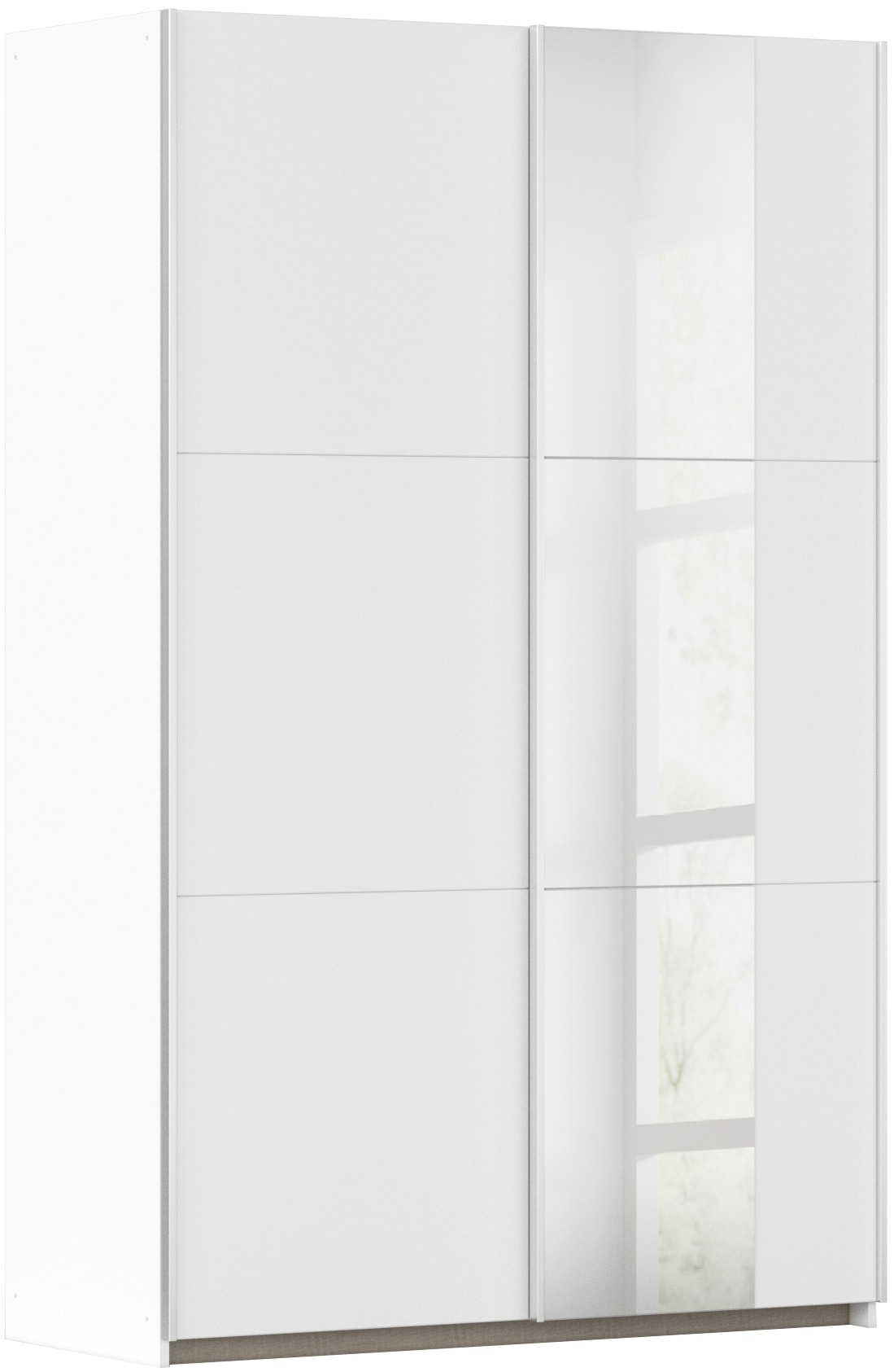 Schwebetürenschrank RAUCH "Kleiderschrank Drehtürenschrank Schrank Garderobe KRONACH TOPSELLER", weiß (alpinweiß, griffleisten alu, 1 spiegel), B:131cm H:210cm T:59cm, Holzwerkstoff, Schränke, Schwebetürenschrank, mit Spiegel und viel Stauraum,...