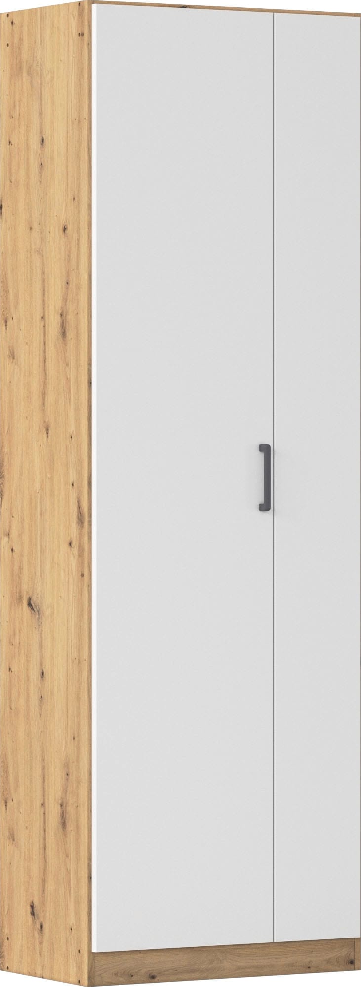 Mehrzweckschrank RAUCH "Garderobe Kleiderschrank Schrank Schuhschrank Putzschrank MINOSA", eiche artisan, alpinweiß, griffe graumetallic, B:69cm H:210cm T:41cm, Holzwerkstoff, Schränke, Mehrzweckschrank