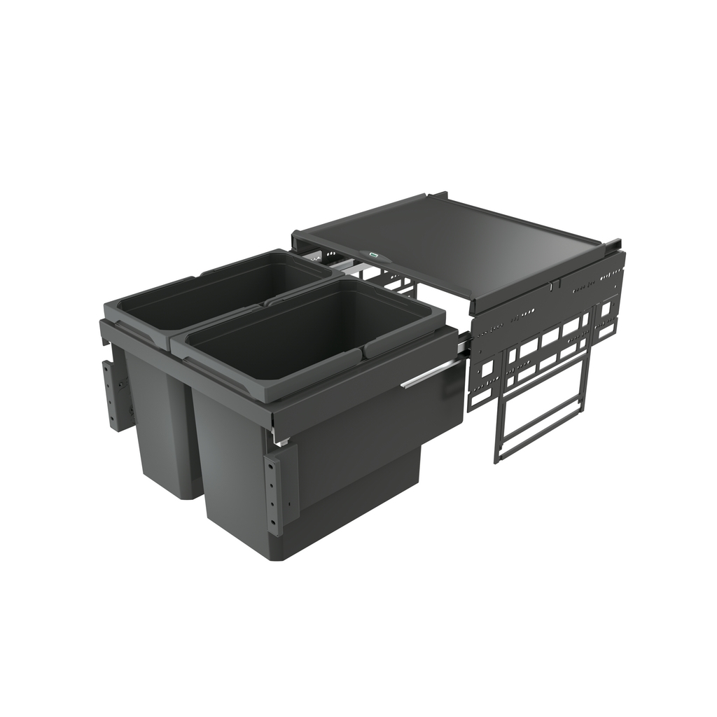 NABER GmbH NABER Cox® Base 360 S/500-2 Abfallsystem Vollauszug, Anthrazit, 16 & 22 Liter Image