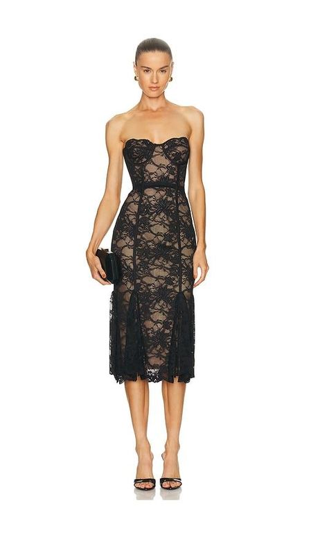 Lucienne Lace Midi Dress - Black - LOBA Dresses